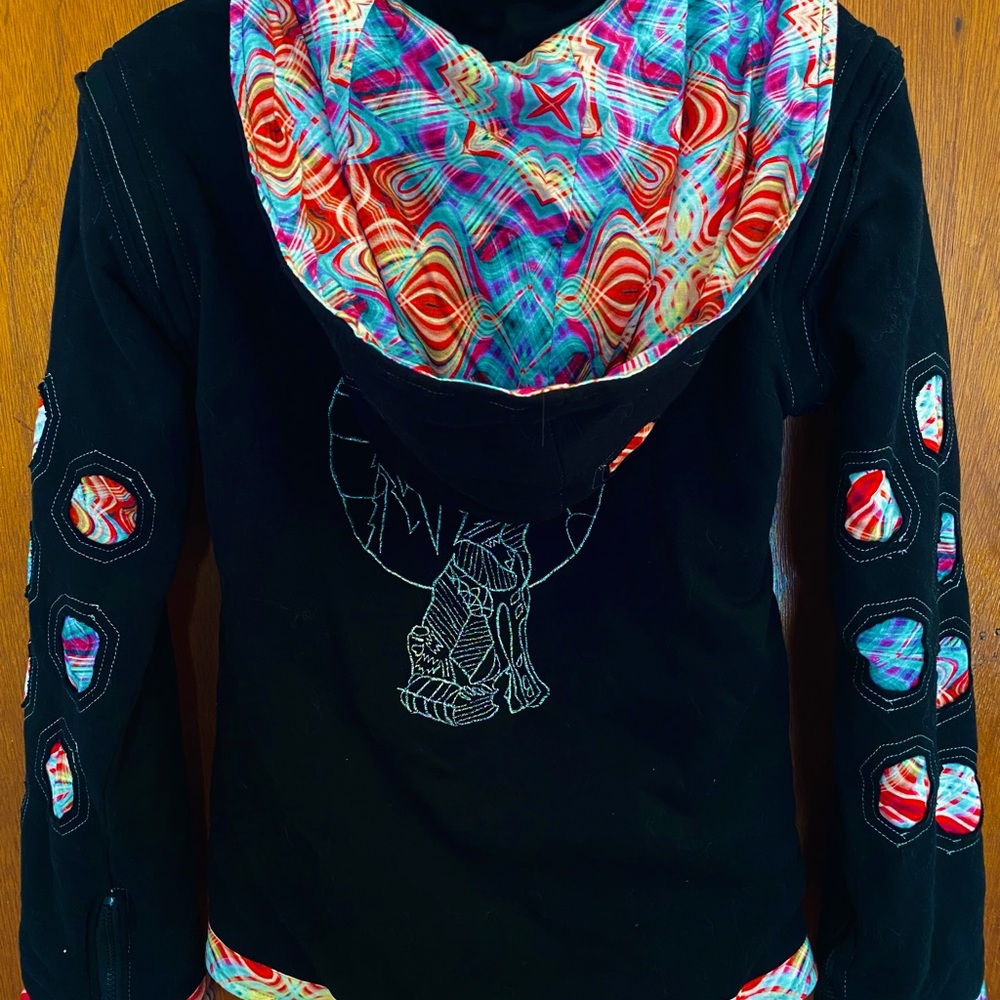 Gratefully Yours 4-Way Beehive Hoodie Psychedelic Large